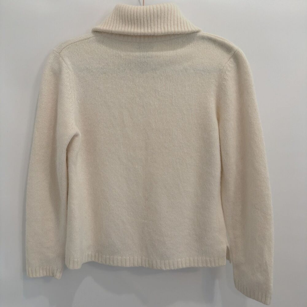 Vtg Angora Lambswool Sweater Womens Sz XL (Fits M) Cream Rafaella 1/2 Zip Funnel - Picture 3 of 13